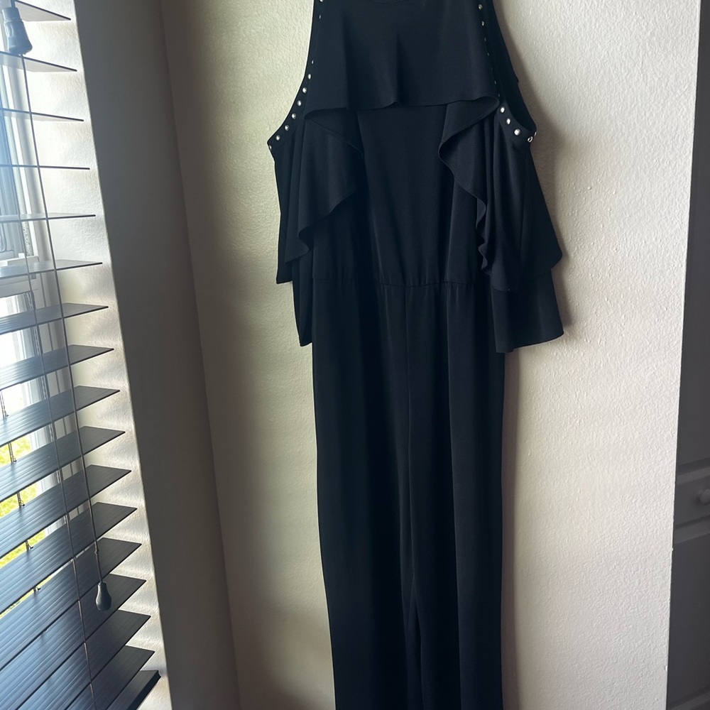 Thalia Sodi Silver Rivet Black Jumpsuit